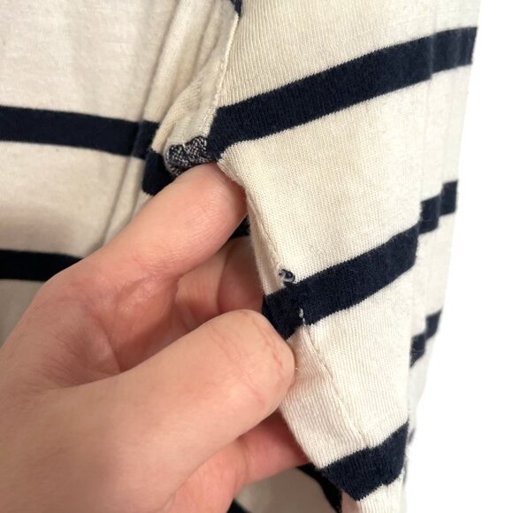 POSTMARK ANTHROPOLOGIE ANTHRO Rowena Tunic White Navy Blue Striped Chambray Top - Picture 13 of 16